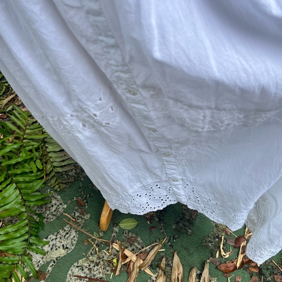 Maxi Dress 100% cotton eyelet ruffle off the shoulder - Picture 13 of 16